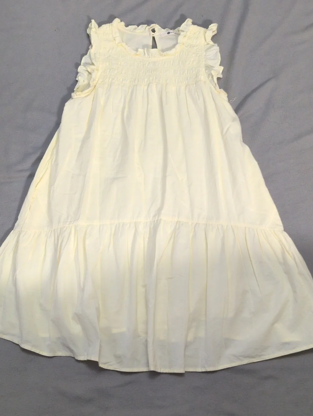 The Impeccable Pig Yellow Smoked Style Dress Ruffle Sleeve Small